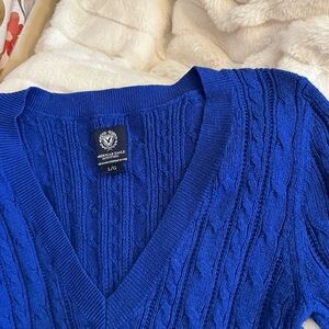 American Eagle Women’s Cobalt Grandpacore Sweater Cable VNeck Tunic Bella Core